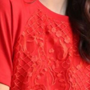 Eva Franco Kylee Short Sleeve Sweatshirt XL, Red Women's Top